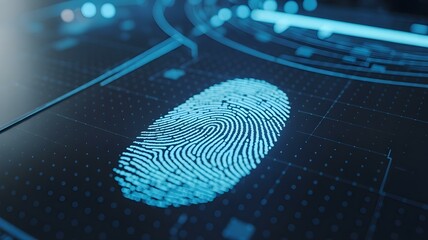 Fingerprint Scanning Technology Displayed on a Futuristic Interface