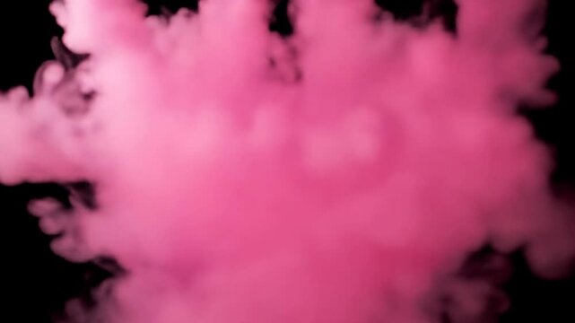 Explos&atilde;o de cora&ccedil;&atilde;o feita de n&eacute;voa rosa em fundo preto &mdash; v&iacute;deo footage, fundo animado de motion design