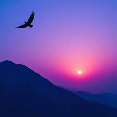 birds flying over the sunset