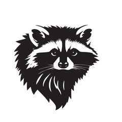 Raccoon silhouette on white background. Raccoon silhouette icon. Stylized Raccoon logo. Raccoon head icon.