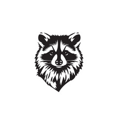 Raccoon silhouette on white background. Raccoon silhouette icon. Stylized Raccoon logo. Raccoon head icon.