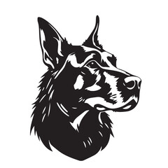 Dobermann Dog silhouette on white background. Dog silhouette icon. Stylized Dog logo. Dog silhouette vector design.
