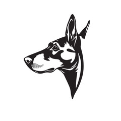 Dobermann Dog silhouette on white background. Dog silhouette icon. Stylized Dog logo. Dog silhouette vector design.