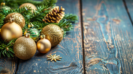 christmas decoration on wooden background