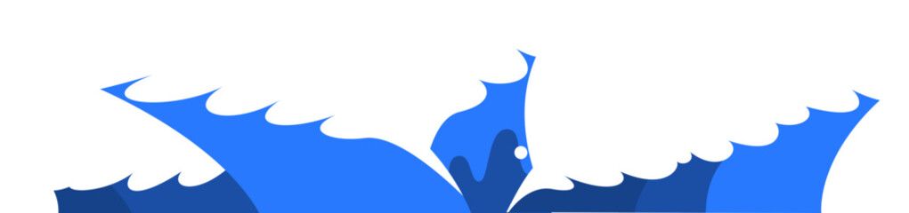 여름 바다 파도 플랫 일러스트 벡터