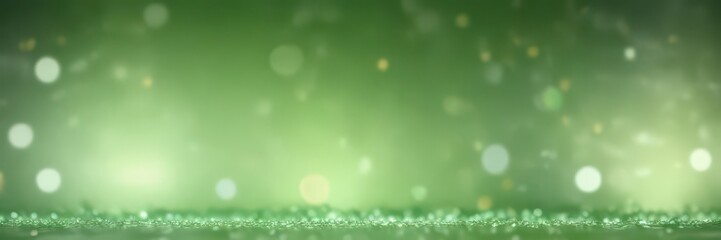 Obraz premium Soft green backdrop with ethereal white bokeh lights , design, background, romantic
