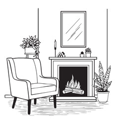 Cozy living room with fireplace and comfy armchair