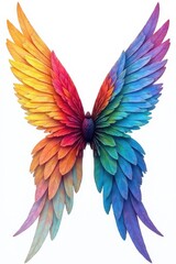 Obraz premium Abstract rainbow wings, vibrant colors, isolated on white , colorful wings, stock, bright
