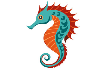 Obraz premium seahorse with curved body detailed vector line art
