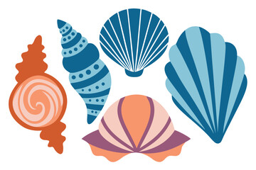 decorative seashell vector art set design