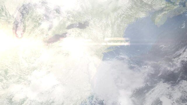 Earth zoom in from space and focus on Allentown, Pennsylvania, USA. Background for travel intro or blog. Satellite view. 3D style Animation. Images from NASA.