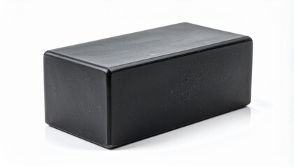 Single Charcoal Black Soap Bar on White Background