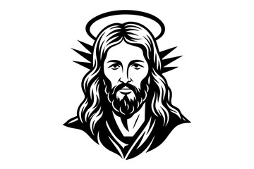 Fototapeta premium Divine Jesus with Glowing Halo Vector for Faith Graphics