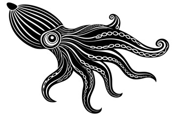 Fototapeta premium Unique Vector Cuttlefish Art Featuring Detailed Marine Patterns