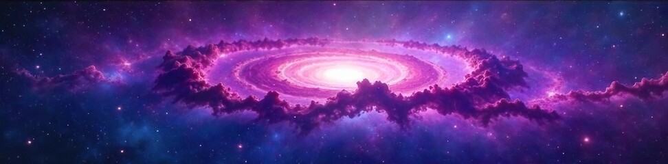 Cosmic Nebula Swirls Intense Purple and Blue Plasma Abstract Background