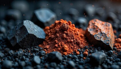 Raw Energy Coal, Oil, and Natural Gas ? Industrial Revolution Fuels, Close-up Texture