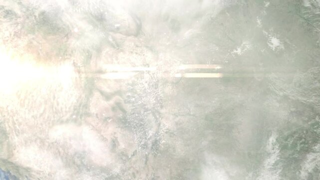 Earth zoom in from space and focus on Arvada, Colorado, USA. Background for travel intro or blog. Satellite view. 3D style Animation. Images from NASA.