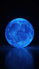 Intensely glowing blue orb, isolated on black , ball, neon, blue light