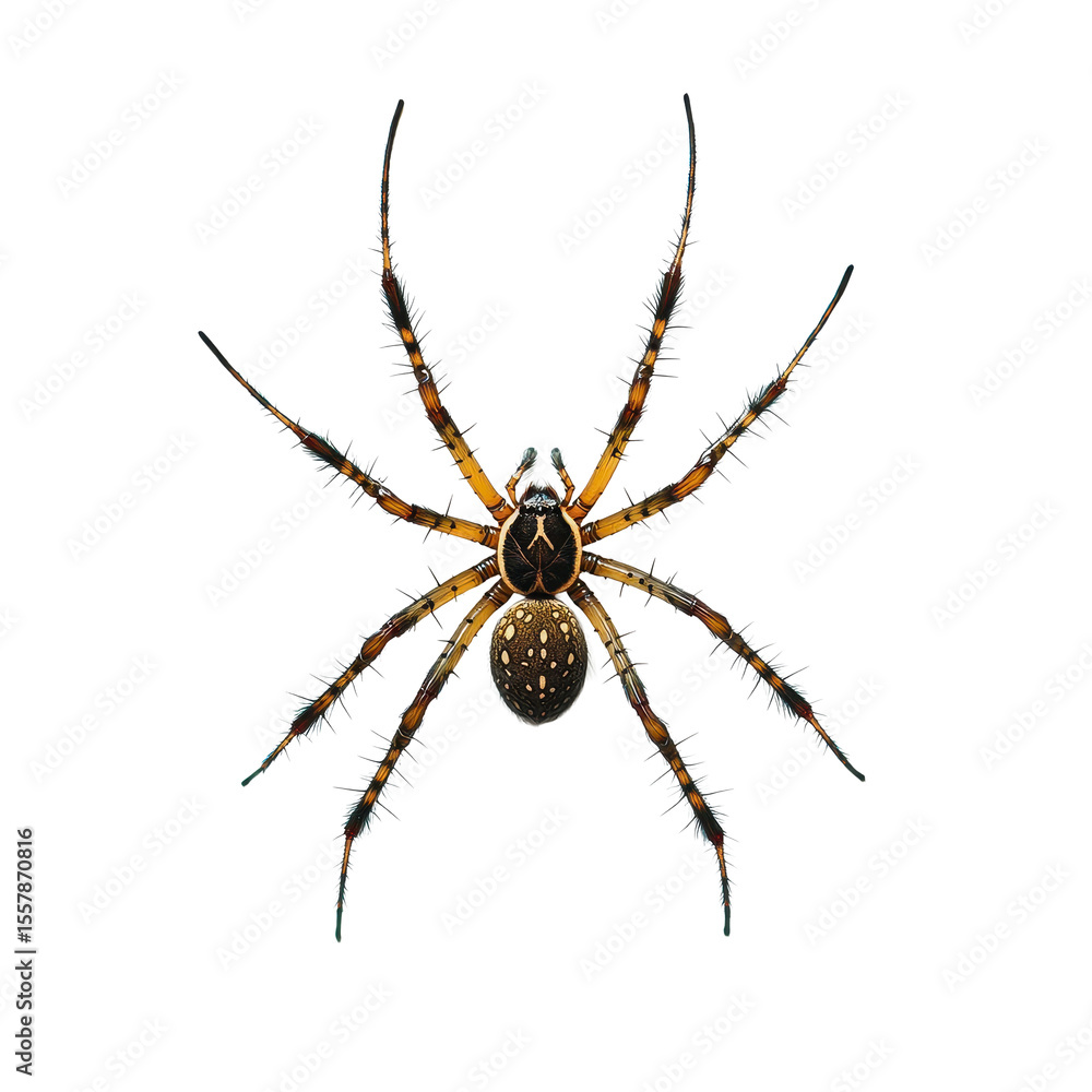 Poster top view of a spider on a transparent background showcasing its intricate body details and leg struc