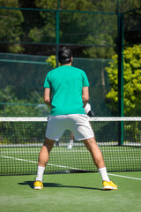 Padel player showcasing professional gear, perfect for online store banners, padel championship ads, or branded social media campaigns