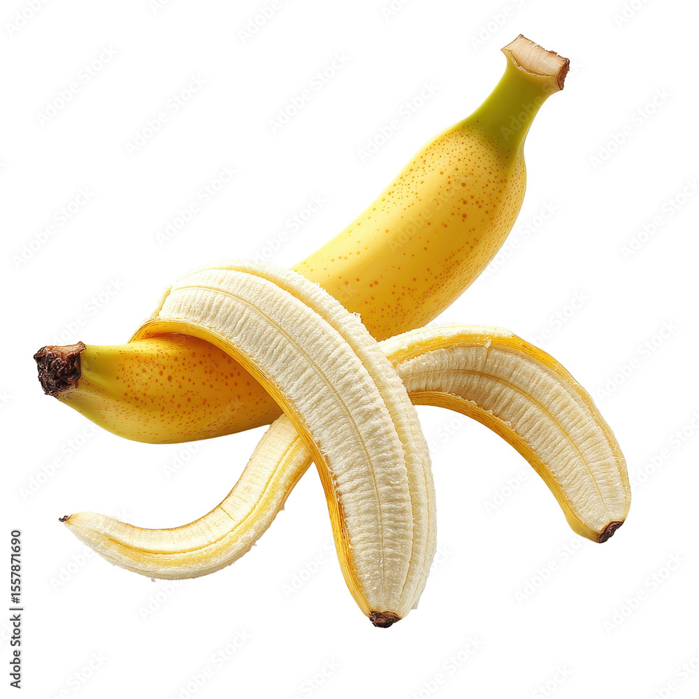 Poster fresh banana slices isolated on transparent background showcasing natural textures and colors for cu