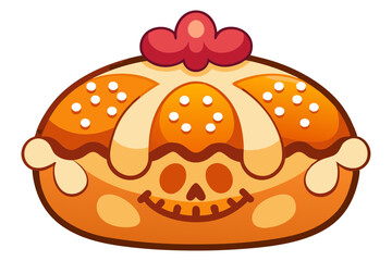 Traditional Mexican Day of the Dead Pan de Muerto Bread Vector