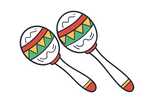 colorful maracas musical instruments on white clip art preview