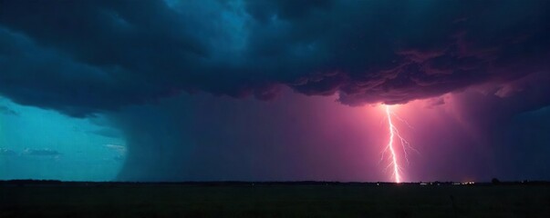 Dramatic Thunderstorm Brewing Ominous Clouds, Heavy Rain, and Distant Lightning