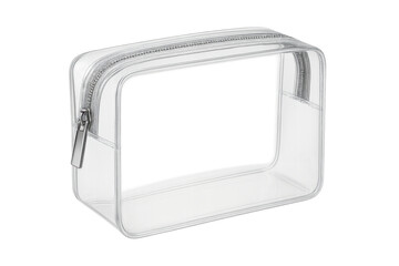 Clear transparent plastic cosmetic bag isolated on a transparent background