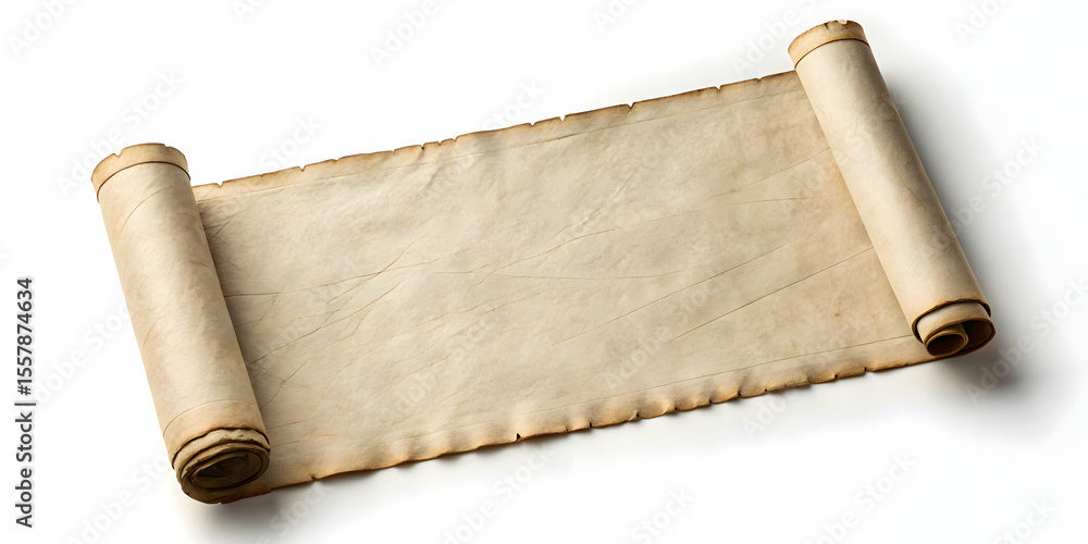 Fototapete old currency scroll showing paper fibers and folds