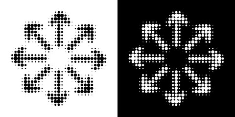Black And White Arrow Symbols With Halftone Circles