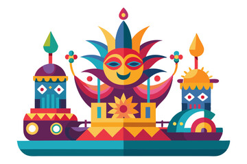 Fototapeta premium Colorful Carnival Float Featuring Elaborate Sculptures and Festive Designs