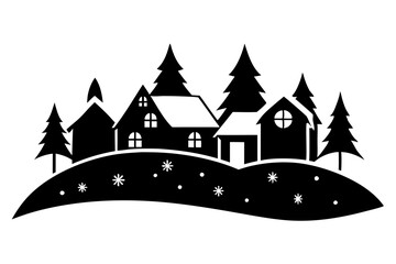Obraz premium Charming Winter Village Drawing for Christmas Market Graphics