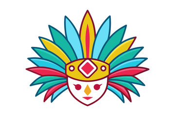Carnival Costume Feathered Headdress in Bright Festival Hues