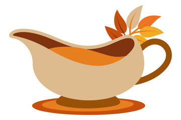 Thanksgiving Gravy Boat Illustration for Holiday Dinner Design