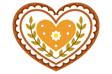 Traditional Oktoberfest Gingerbread Heart with Intricate Decorations