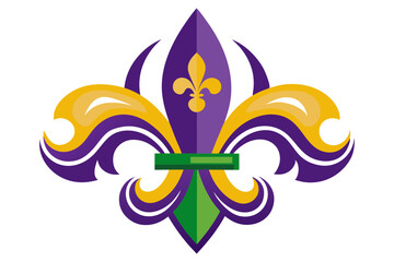 Fleur-de-lis Symbol of New Orleans in Festive Mardi Gras Colors