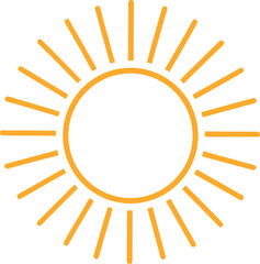 Minimalist Orange Sun Icon Vector with Radiating Lines for Solar Energy and Summer Themes