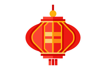 Beautiful Red Lantern Outline for Chinese Celebration Themes