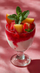 Layered Fruit Dessert with Mint