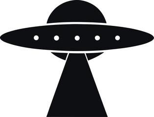 Silhouette of Classic UFO Emitting Triangular Beam of Light