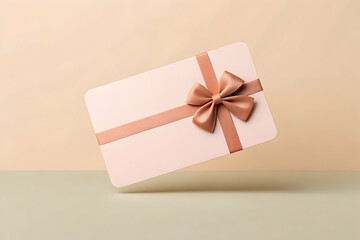 Floating pastel e-commerce gift card mockup with bow