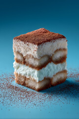 Square Dessert on Teal Background