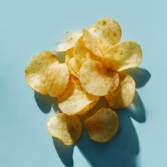 Crispy Chips on Light Blue Surface