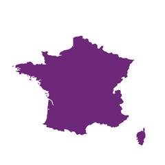 Map of France, sign silhouette. World Map Globe. Vector Illustration isolated on white background. Europe continent.