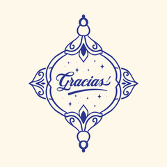 Gracias typography design with floral ornament