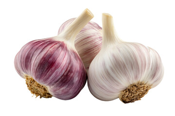 Three Garlic Bulbs Close up on Transparent Background