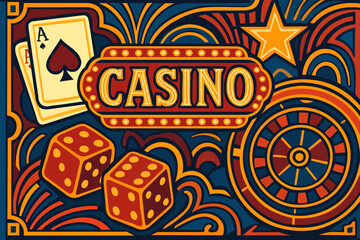 Casino. Bright vintage vector poster
