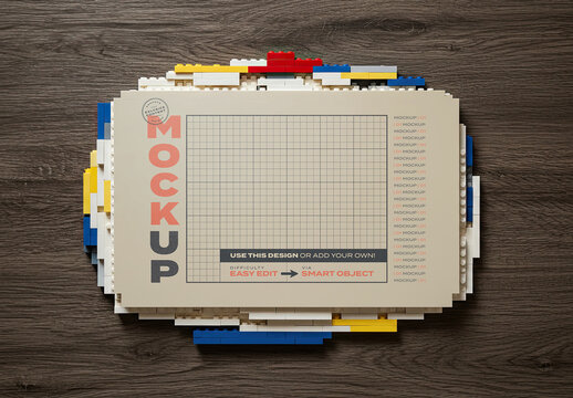 Building Bricks Horizontal Frame Poster Image Mockup on Floor