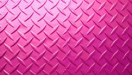 Abstract pink diamond plate metal texture, glossy reflective surface, iron, pink background